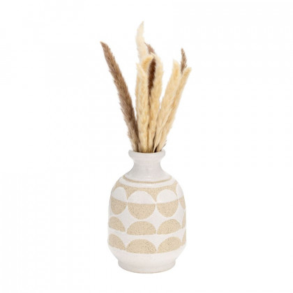 Sagebrook 10" Ceramic Half Circles Vase - Ivory