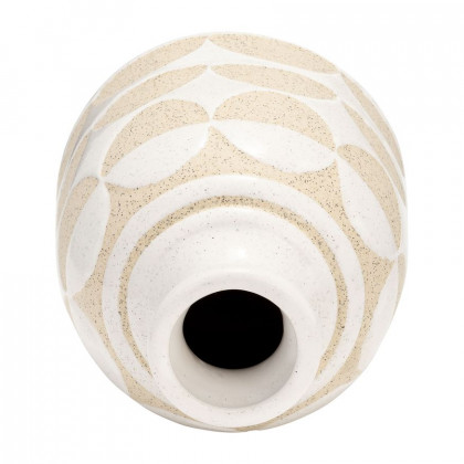 Sagebrook 10" Ceramic Half Circles Vase - Ivory