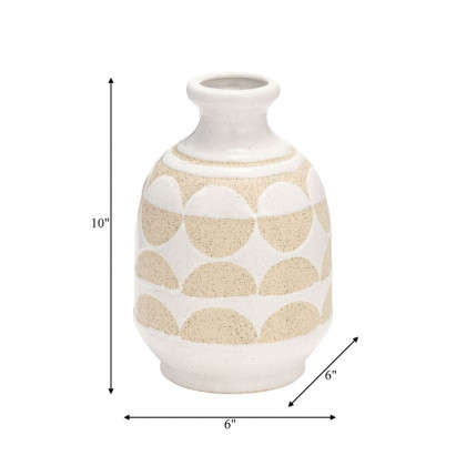 Sagebrook 10" Ceramic Half Circles Vase - Ivory