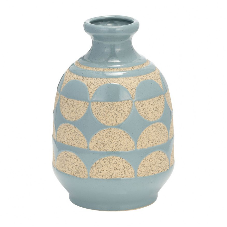 Sagebrook 10" Ceramic Half Circles Vase - Cameo Blue