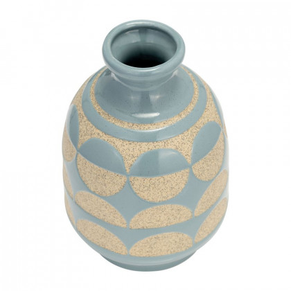 Sagebrook 10" Ceramic Half Circles Vase - Cameo Blue