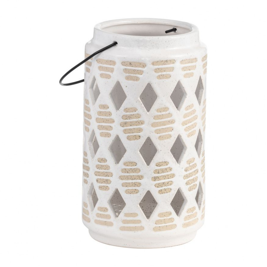Sagebrook - 6" Ceramic Diamond Cut Out Lantern