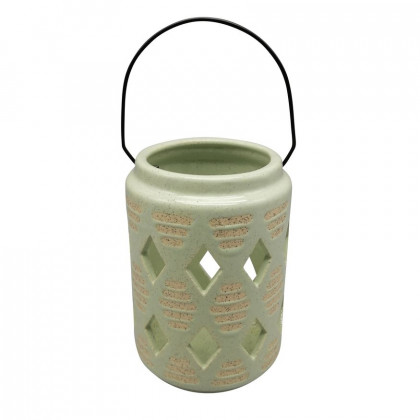 Sagebrook - 6" Ceramic Diamond Cut Out Lantern