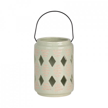 Sagebrook - 6" Ceramic Diamond Cut Out Lantern