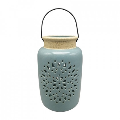 Sagebrook - 6" Ceramic Diamond Cut Out Lantern