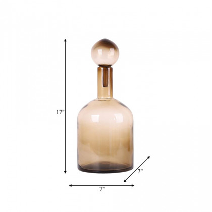 Sagebrook 17" Glass Bottle With Stopper - Taupe