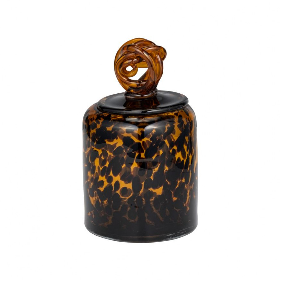 Sagebrook 8" Glass Jar With Knot Lid - Tortoise