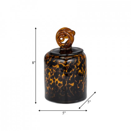 Sagebrook 8" Glass Jar With Knot Lid - Tortoise
