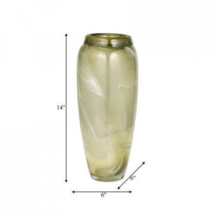 Sagebrook - 14" Glass Vase Green Swirl