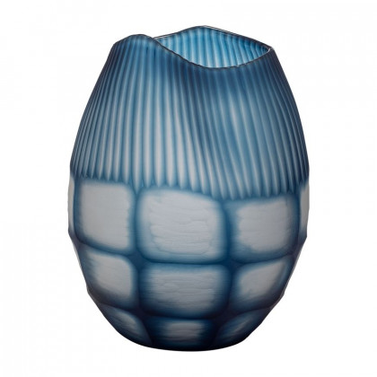 Sagebrook - 12" Glass Carved Vase in Blue