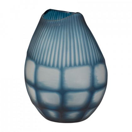 Sagebrook - 12" Glass Carved Vase in Blue