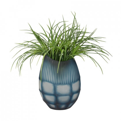 Sagebrook - 12" Glass Carved Vase in Blue