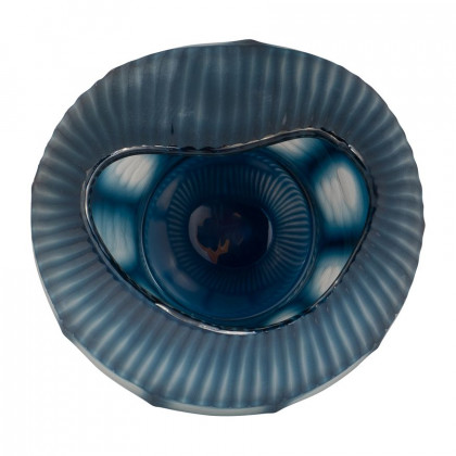 Sagebrook - 12" Glass Carved Vase in Blue