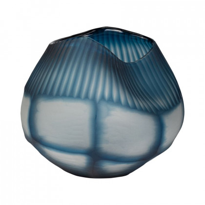 Sagebrook - 9" Glass Carved Bowl Blue