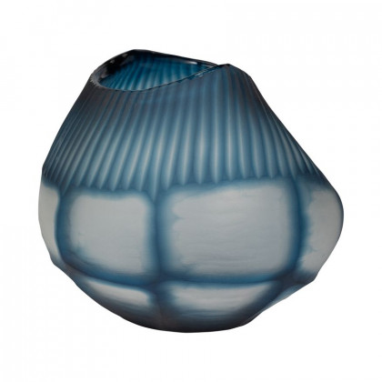 Sagebrook - 9" Glass Carved Bowl Blue
