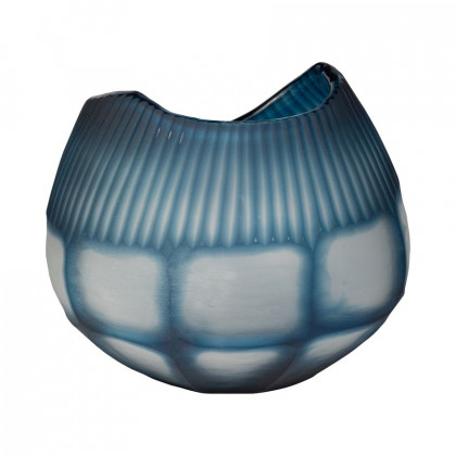 Sagebrook - 9" Glass Carved Bowl Blue