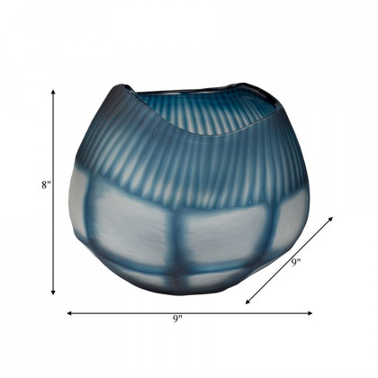 Sagebrook - 9" Glass Carved Bowl Blue