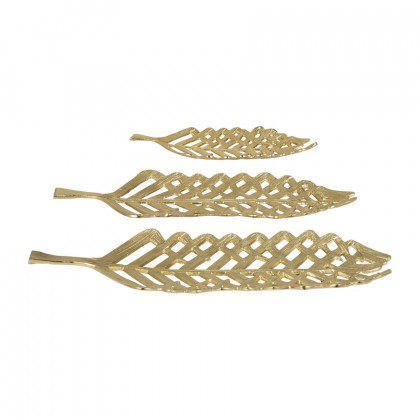 Sagebrook - 14"/21"/23" Metal Open Cut Leaf Plate (Set Of 3) in Gold