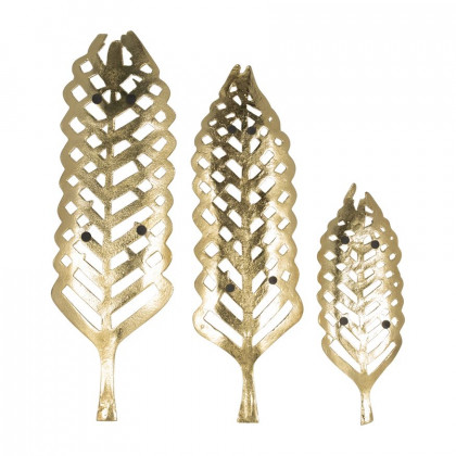 Sagebrook - 14"/21"/23" Metal Open Cut Leaf Plate (Set Of 3) in Gold