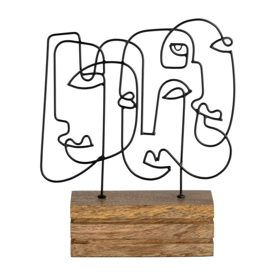 Sagebrook - 13" Metal Abstract Faces Table Decor in Black/Brown