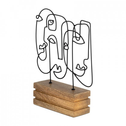 Sagebrook - 13" Metal Abstract Faces Table Decor in Black/Brown