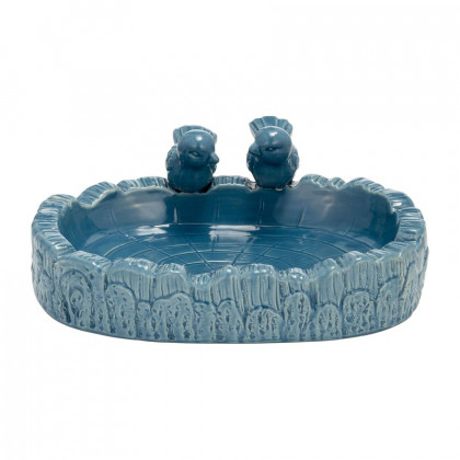 Sagebrook - 10" 2-Bird In Pond Ceramic Feeder