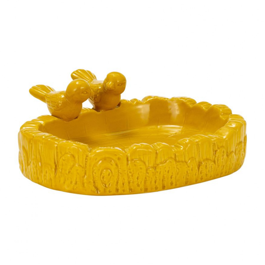 Sagebrook - 10" 2-Bird In Pond Ceramic Feeder