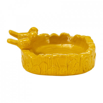 Sagebrook 10" 2-Bird In Pond Ceramic Feeder - Beach Ball Yellow