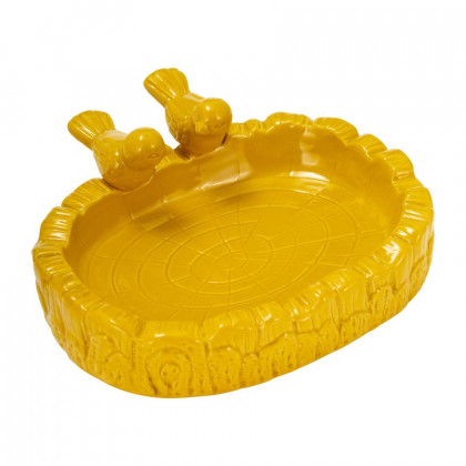 Sagebrook 10" 2-Bird In Pond Ceramic Feeder - Beach Ball Yellow