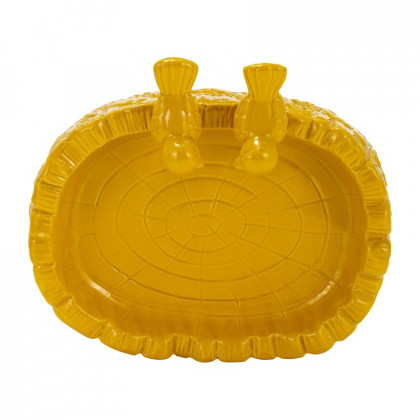 Sagebrook 10" 2-Bird In Pond Ceramic Feeder - Beach Ball Yellow