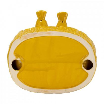 Sagebrook 10" 2-Bird In Pond Ceramic Feeder - Beach Ball Yellow
