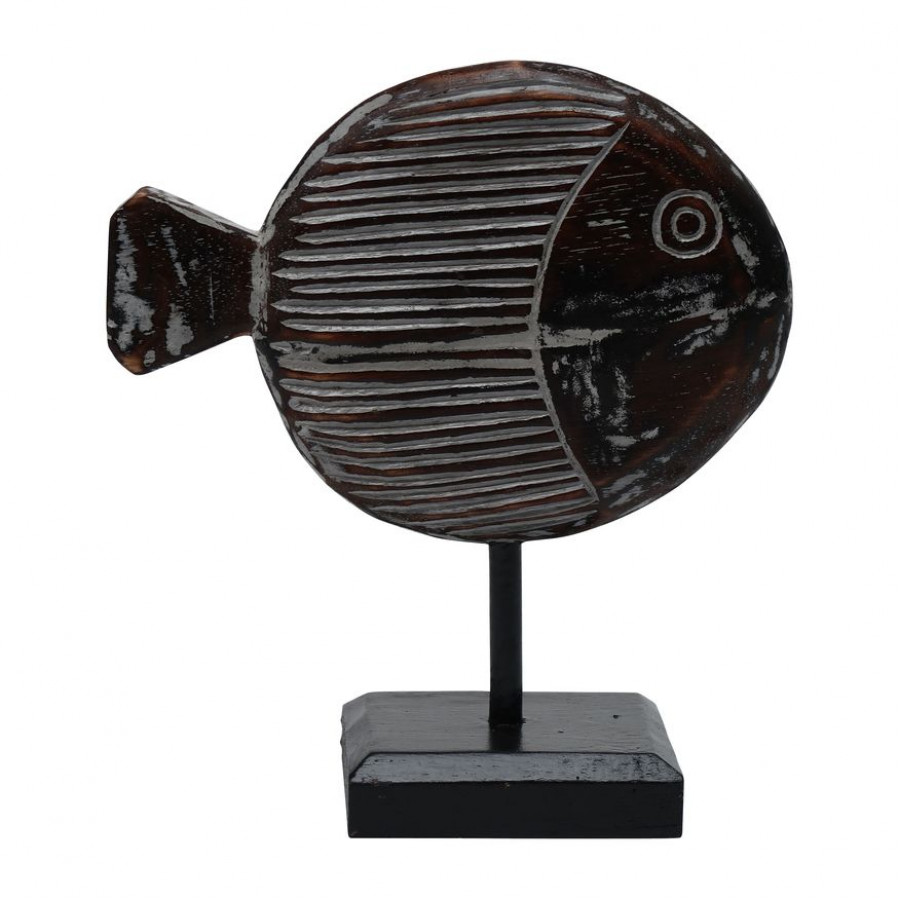Sagebrook 11" Wood Fish On Stand - Gray