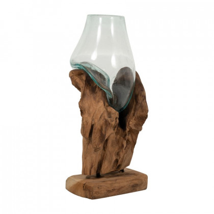 Sagebrook - 13" Glass Vase In Wood Stand