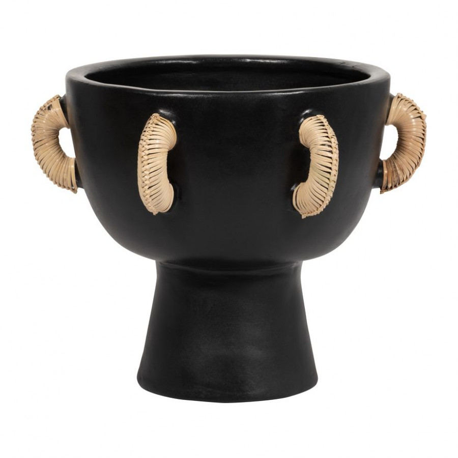 Sagebrook 11" Terracotta Eared Bowl On Stand Vase - Black
