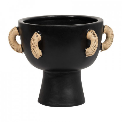 Sagebrook 11" Terracotta Eared Bowl On Stand Vase - Black