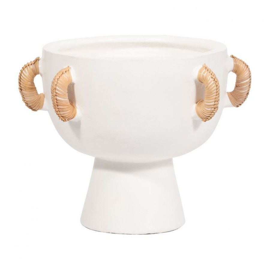 Sagebrook 11" Terracotta Eared Bowl On Stand Vase - White