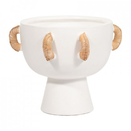 Sagebrook 11" Terracotta Eared Bowl On Stand Vase - White