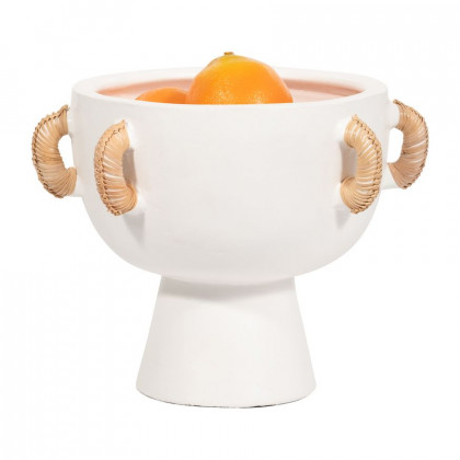 Sagebrook 11" Terracotta Eared Bowl On Stand Vase - White