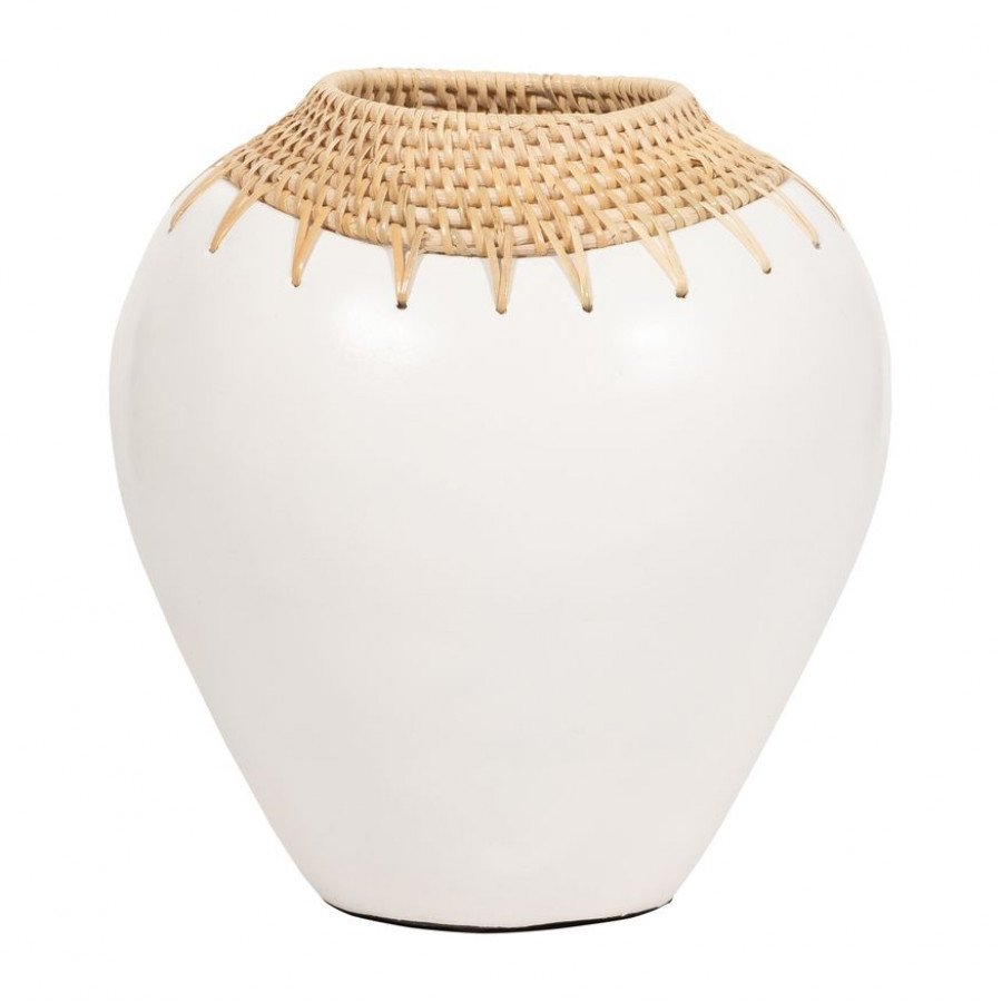 Sagebrook - 12" Terracotta Vase in White/Brown
