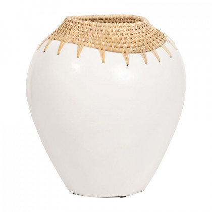 Sagebrook - 12" Terracotta Vase in White/Brown