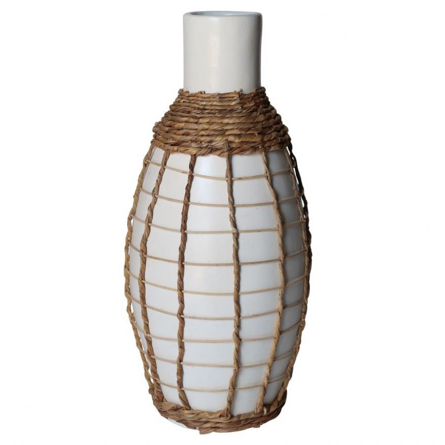 Sagebrook - 18" Terracotta Bottle Vase in White/Brown
