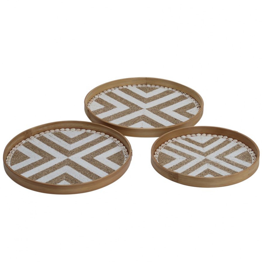 Sagebrook - Bamboo Tampah Wall Decor With Beads (Set Of 3) in Natural
