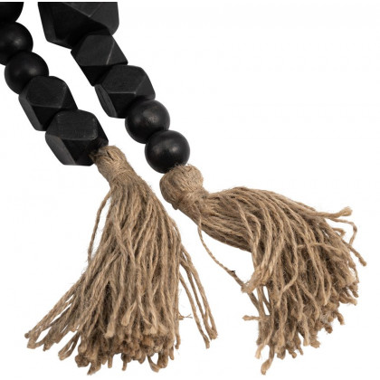 Sagebrook - 84" Wood Hex & Round Bead Garland in Black