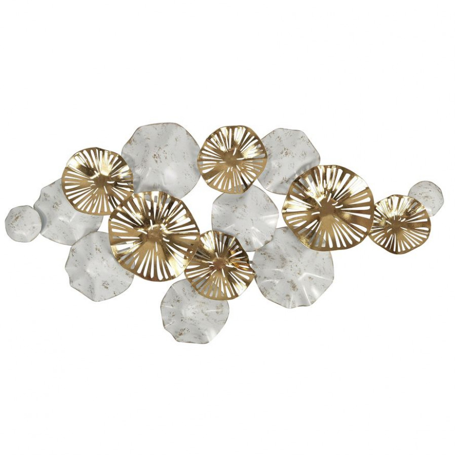 Sagebrook - Metal Lily Pads Wall Decor in Gold/White