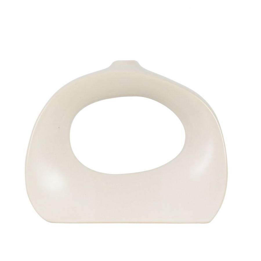 Sagebrook 7" Stoneware Curvy Cut-out Vase - Cotton