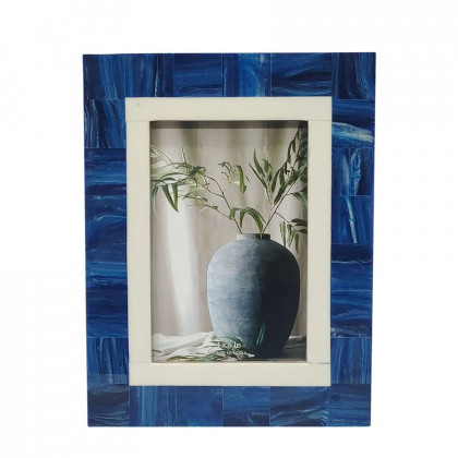Sagebrook - 4"x6" Resin Navy & White Border Photo Frame