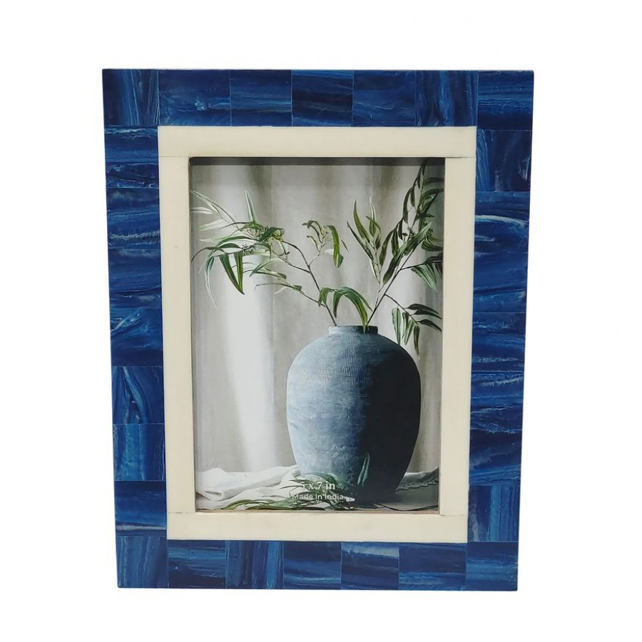 Sagebrook 5"x7" Resin Navy & White Border Photo Frame