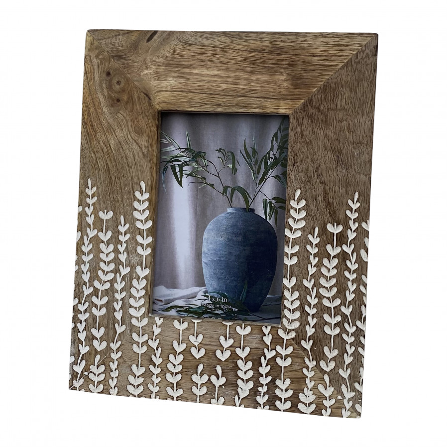 Sagebrook 4"x6" Wood Vines Photo Frame - Natural/White