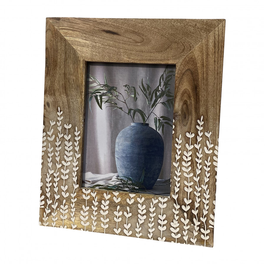 Sagebrook 5"x7" Wood Vines Photo Frame - Natural/White