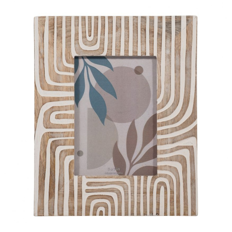 Sagebrook 5"x7" Wood Modern Curves Photo Frame - Natural/White